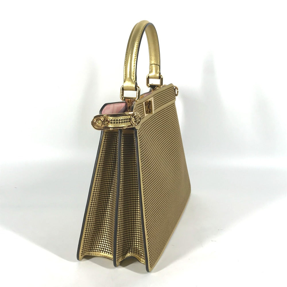 FENDI 8BN321 Versace collaboration FENDACE Peekaboo Medium ISEEU Medium 2-Way Shoulder Bag/Handbag Leather Women's Gold