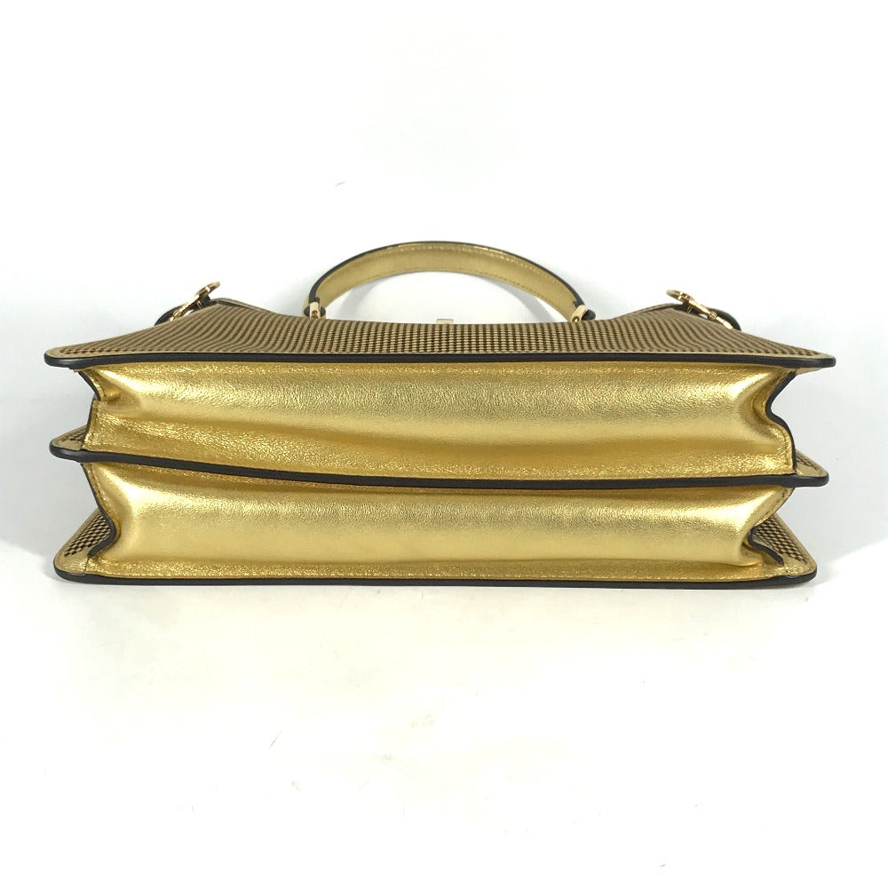 FENDI 8BN321 Versace collaboration FENDACE Peekaboo Medium ISEEU Medium 2-Way Shoulder Bag/Handbag Leather Women's Gold