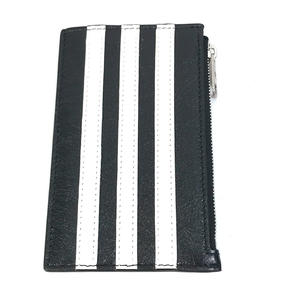 BALENCIAGA 721896 Logo Card Holder Fragment Case Adidas Collaboration Coin Case Leather Men's Black