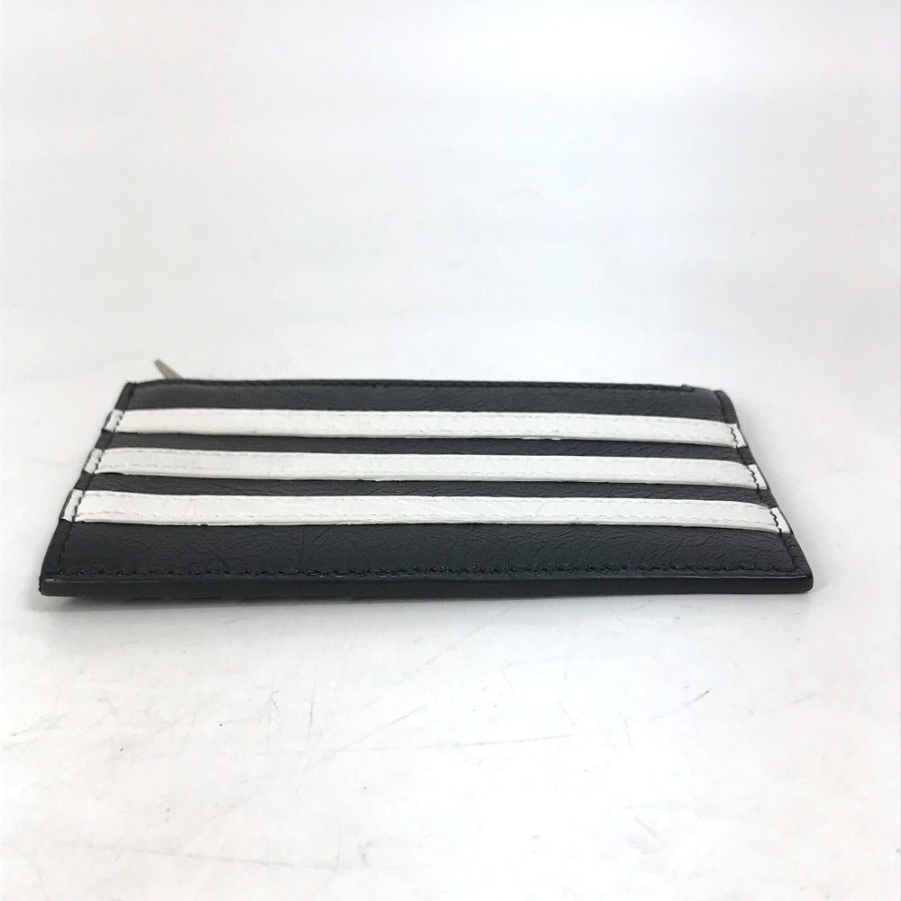 BALENCIAGA 721896 Logo Card Holder Fragment Case Adidas Collaboration Coin Case Leather Men's Black