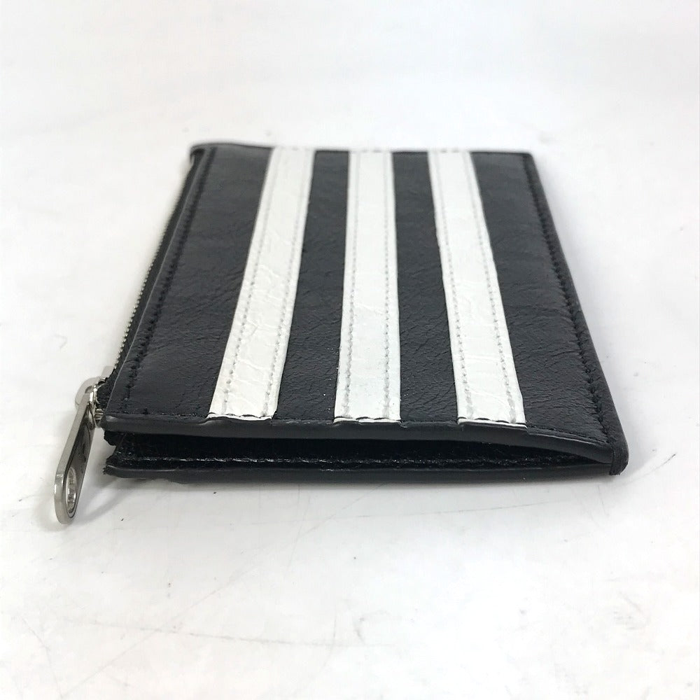 BALENCIAGA 721896 Logo Card Holder Fragment Case Adidas Collaboration Coin Case Leather Men's Black