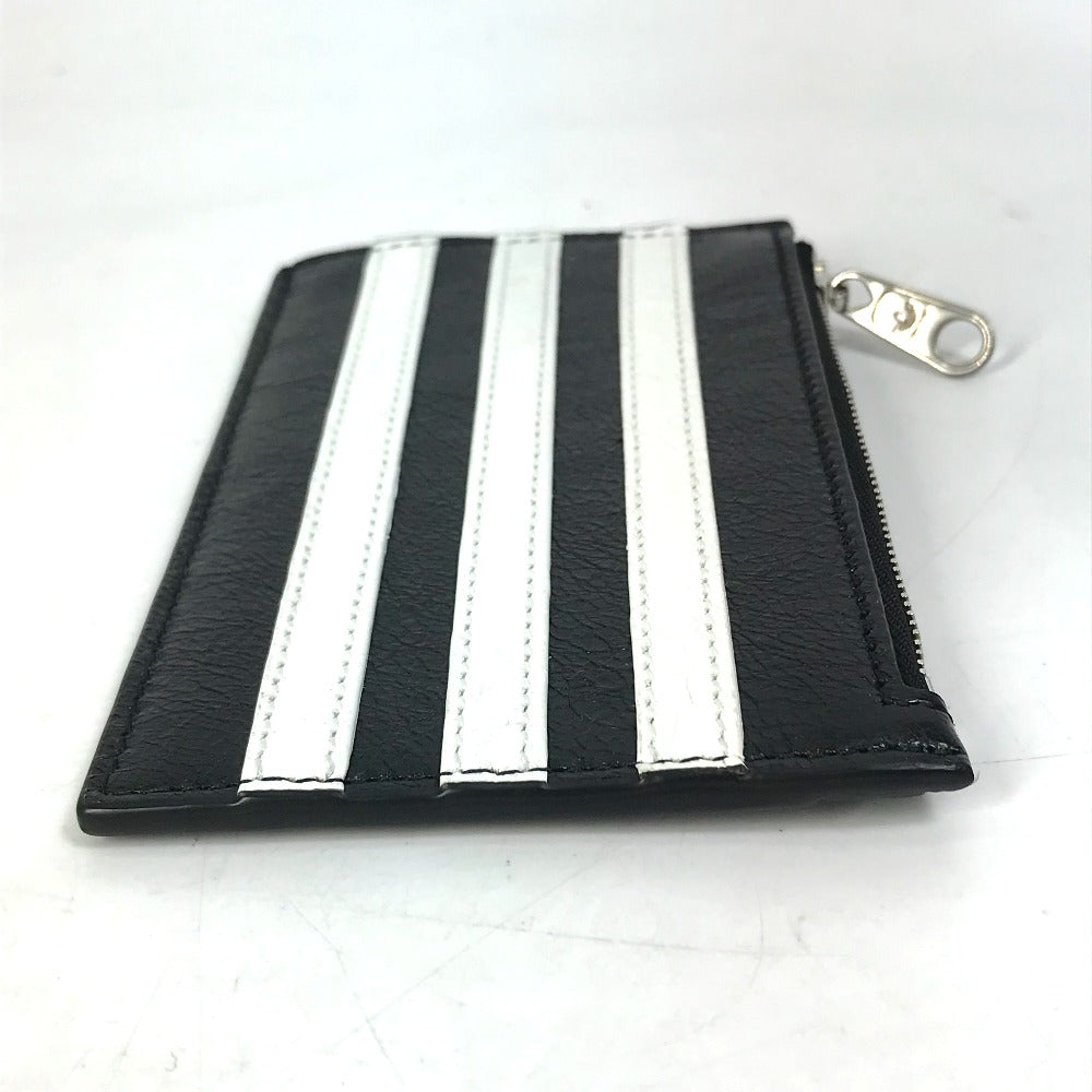 BALENCIAGA 721896 Logo Card Holder Fragment Case Adidas Collaboration Coin Case Leather Men's Black