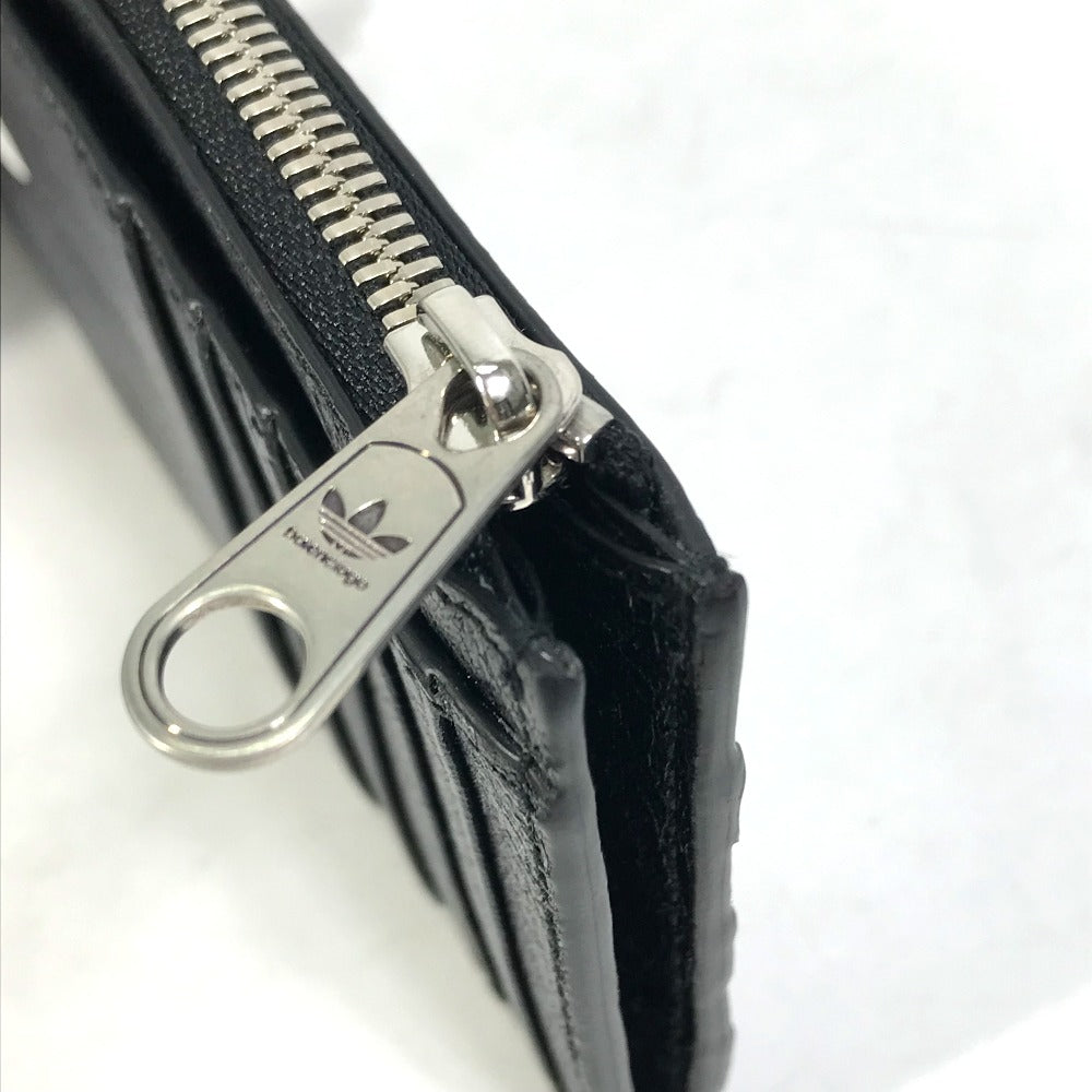 BALENCIAGA 721896 Logo Card Holder Fragment Case Adidas Collaboration Coin Case Leather Men's Black