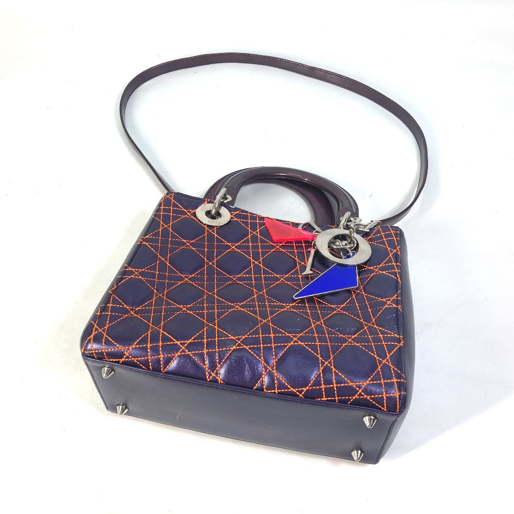 Dior カナージュ レディディオール Ladydior キルティング カバン 斜め掛け ショルダーバッグ ハンドバッグ レザー レディース パープル