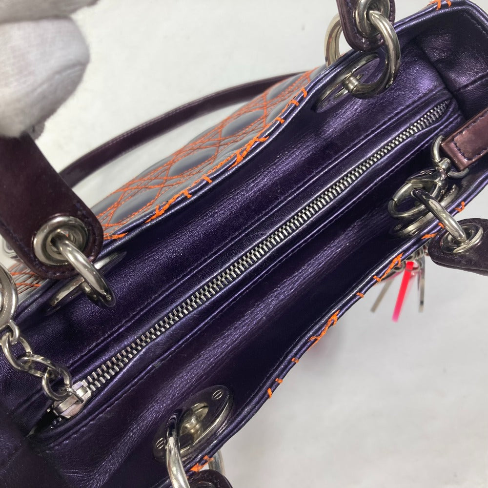 Dior カナージュ レディディオール Ladydior キルティング カバン 斜め掛け ショルダーバッグ ハンドバッグ レザー レディース パープル