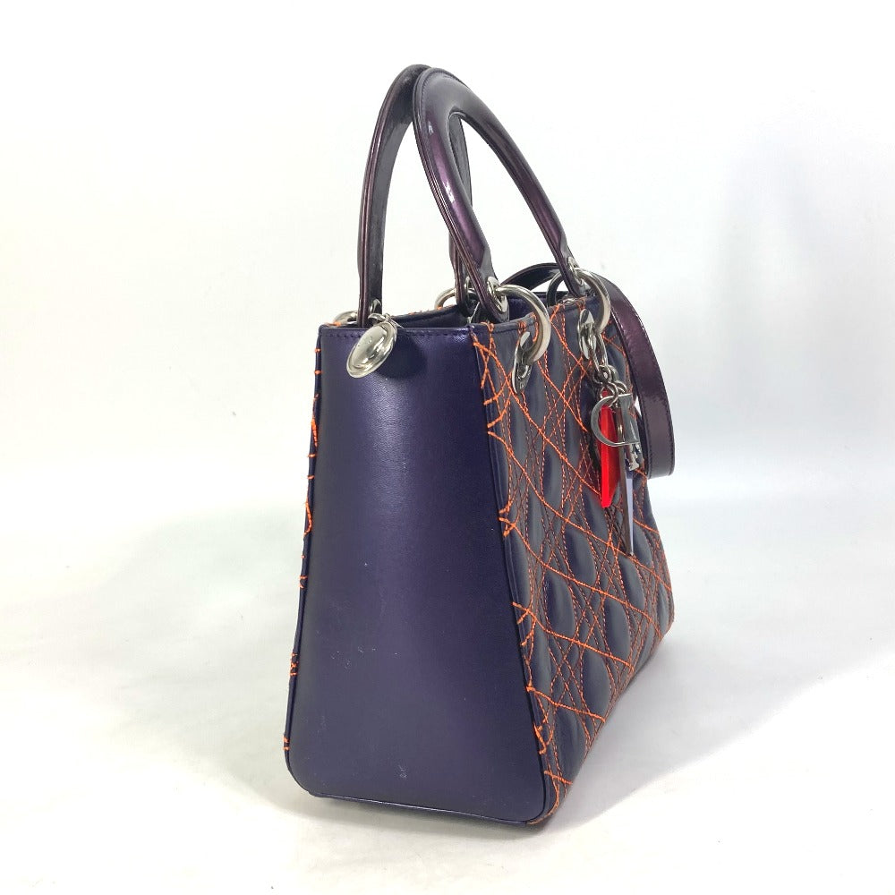 Dior カナージュ レディディオール Ladydior キルティング カバン 斜め掛け ショルダーバッグ ハンドバッグ レザー レディース パープル