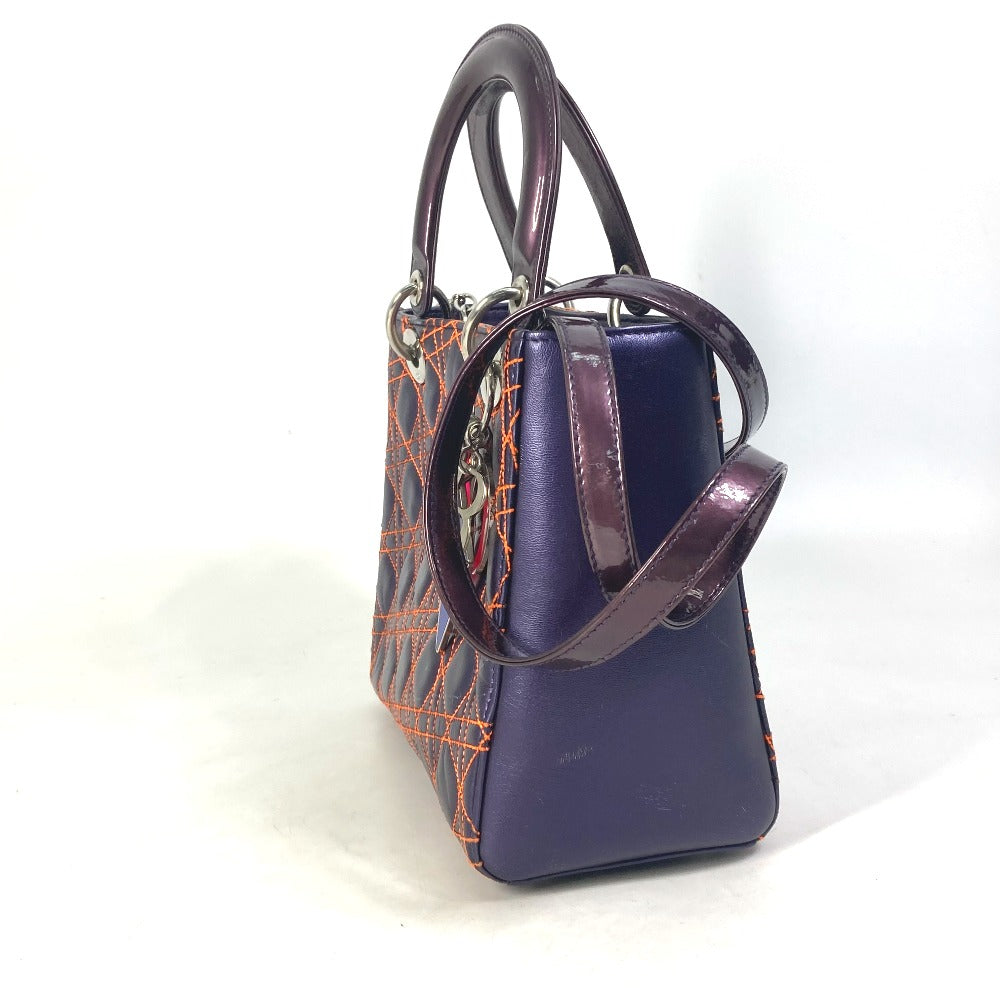 Dior カナージュ レディディオール Ladydior キルティング カバン 斜め掛け ショルダーバッグ ハンドバッグ レザー レディース パープル
