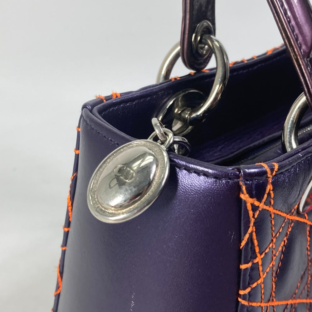 Dior カナージュ レディディオール Ladydior キルティング カバン 斜め掛け ショルダーバッグ ハンドバッグ レザー レディース パープル