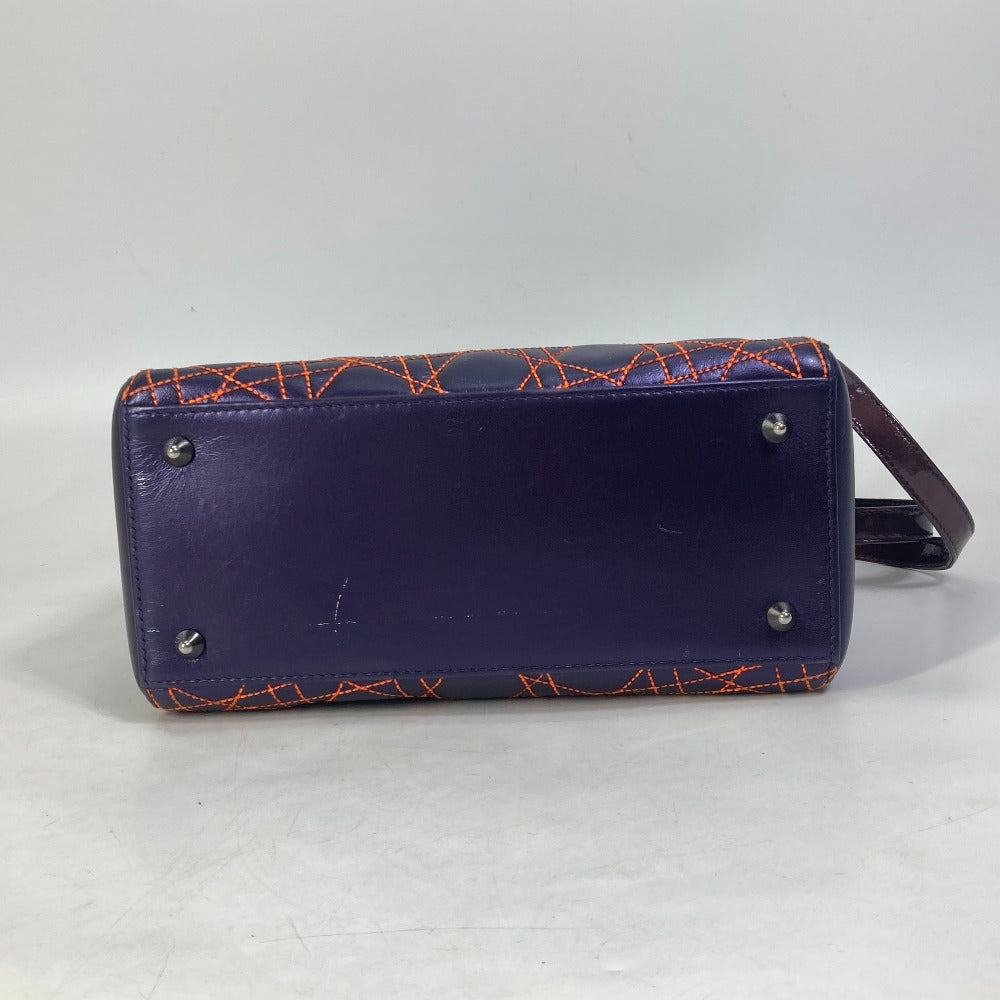 Dior カナージュ レディディオール Ladydior キルティング カバン 斜め掛け ショルダーバッグ ハンドバッグ レザー レディース パープル