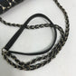 Salvatore Ferragamo E834 Vara Ribbon Leopard Chain Shoulder Bag in Nylon/Leather, Black