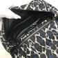 Salvatore Ferragamo E834 Vara Ribbon Leopard Chain Shoulder Bag in Nylon/Leather, Black