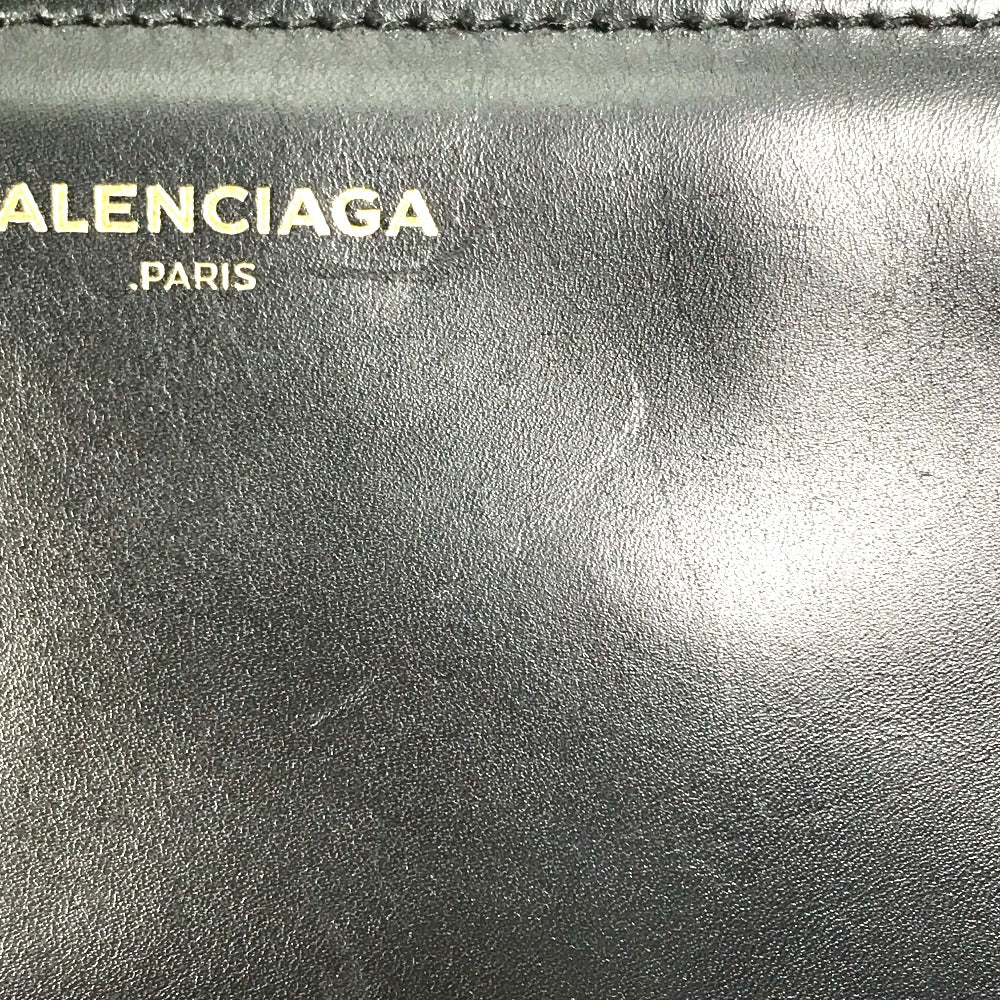 BALENCIAGA 347238 Logo Bag, Second Bag, Clutch Bag, Leather, Women's, Black/White