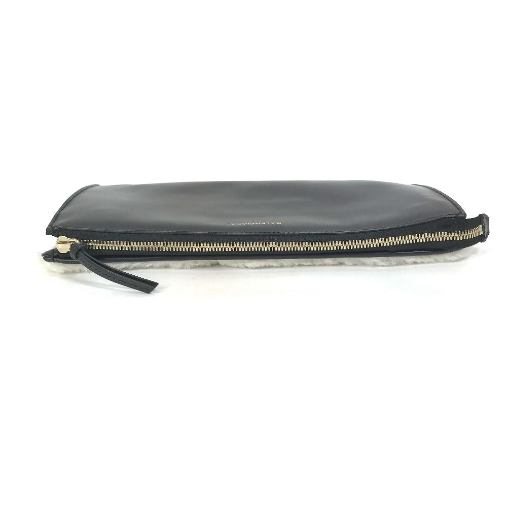 BALENCIAGA 347238 Logo Bag, Second Bag, Clutch Bag, Leather, Women's, Black/White