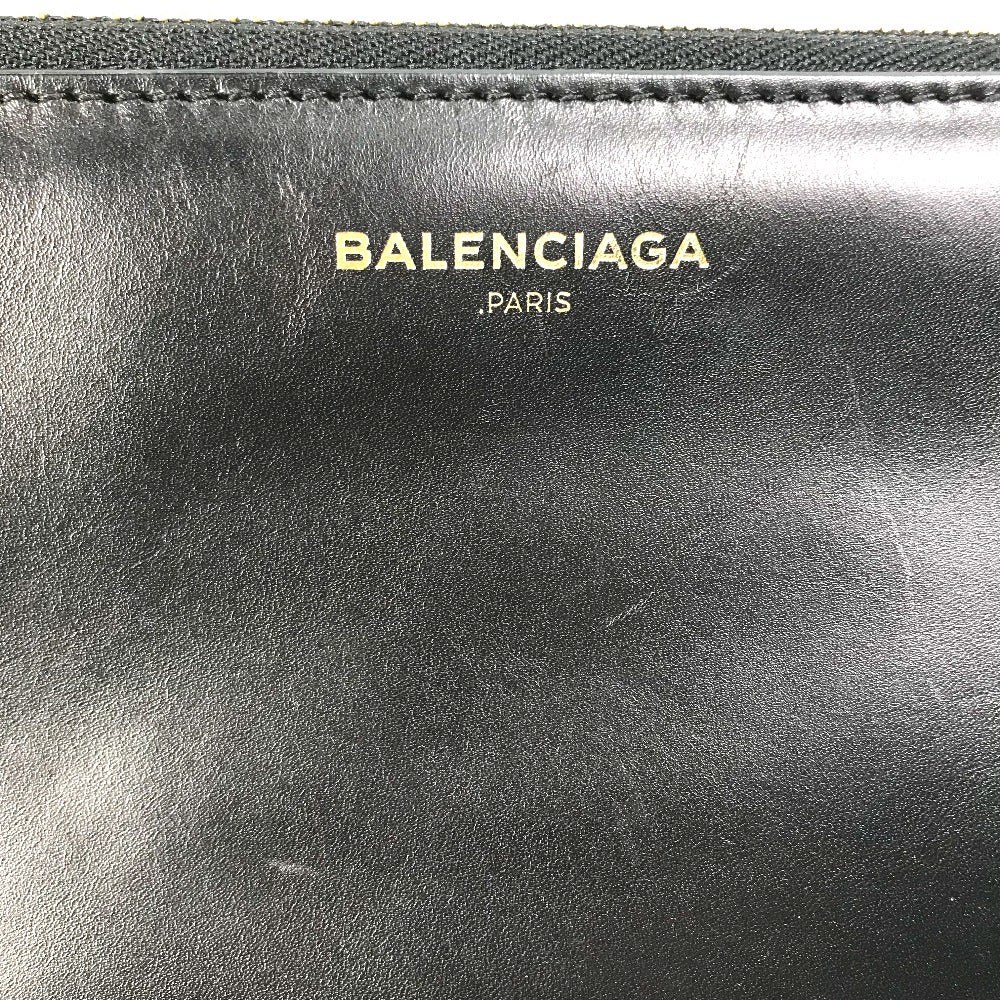 BALENCIAGA 347238 Logo Bag, Second Bag, Clutch Bag, Leather, Women's, Black/White