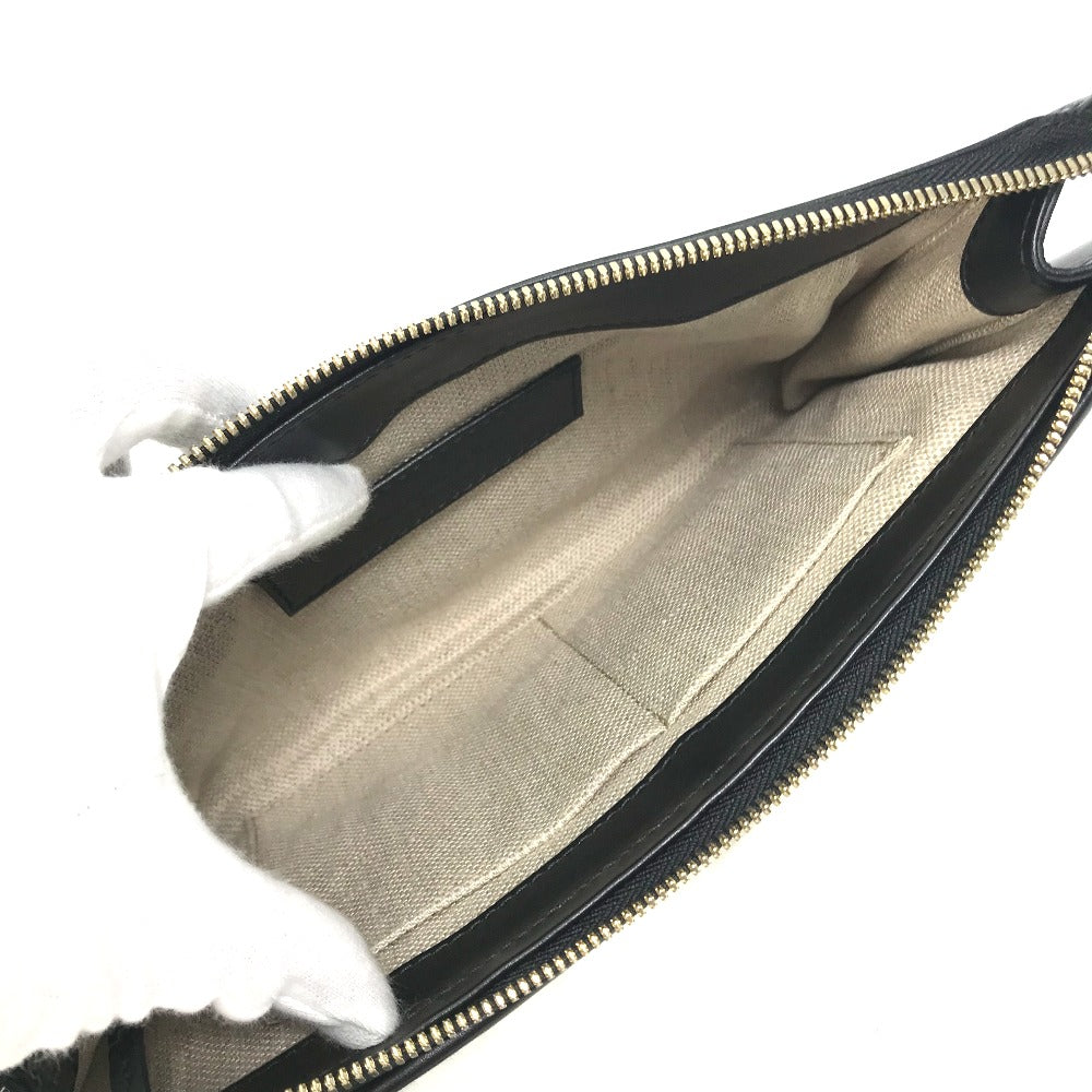 BALENCIAGA 347238 Logo Bag, Second Bag, Clutch Bag, Leather, Women's, Black/White