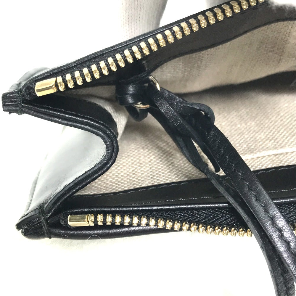 BALENCIAGA 347238 Logo Bag, Second Bag, Clutch Bag, Leather, Women's, Black/White