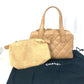 CHANEL CC Coco Mark Wild Stitch Vintage Boston Bag Shoulder Bag Handbag Leather Women's Beige