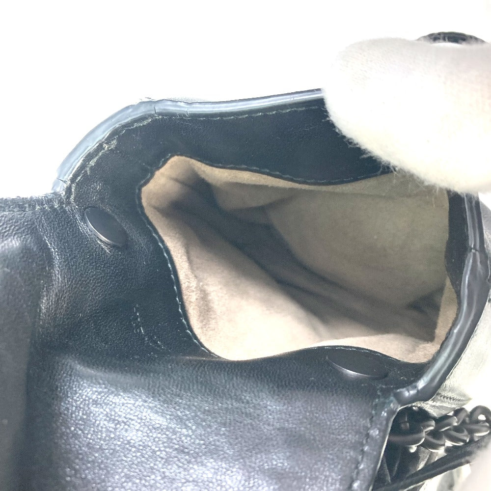 BOTTEGA VENETA Intrecciato Pochette Shoulder Bag, Double Pouch, Leather, Men's, Black