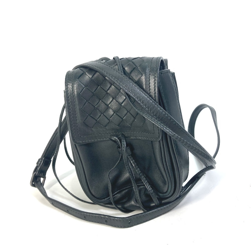 BOTTEGA VENETA Intrecciato Pochette Shoulder Bag, Double Pouch, Leather, Men's, Black