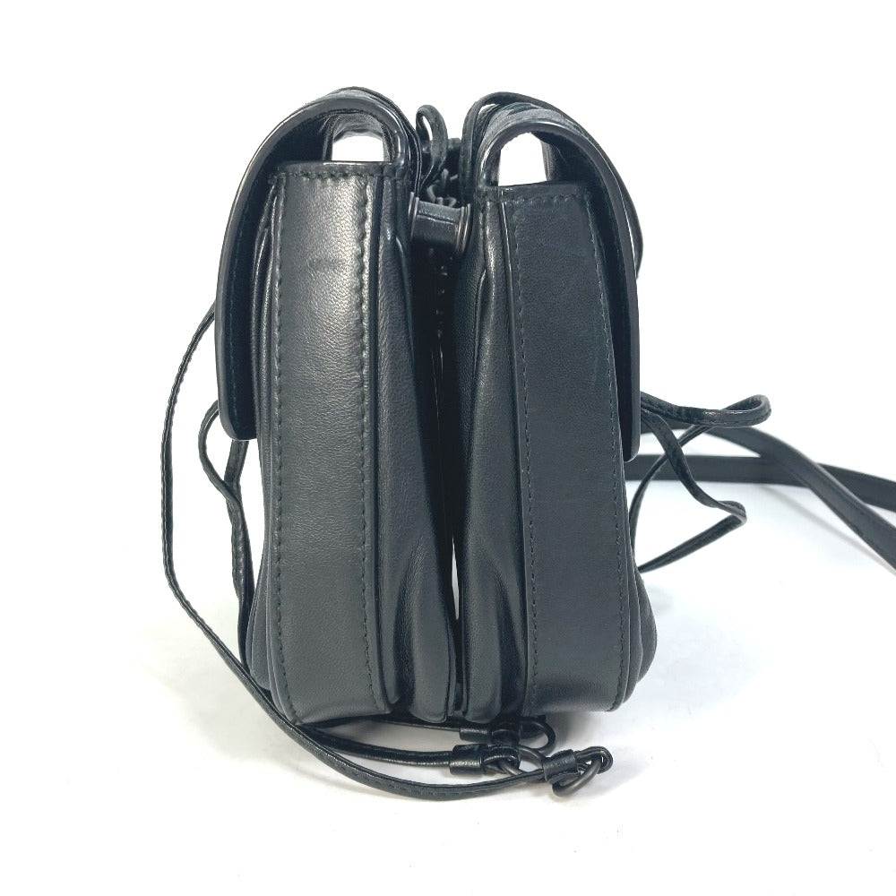 BOTTEGA VENETA Intrecciato Pochette Shoulder Bag, Double Pouch, Leather, Men's, Black