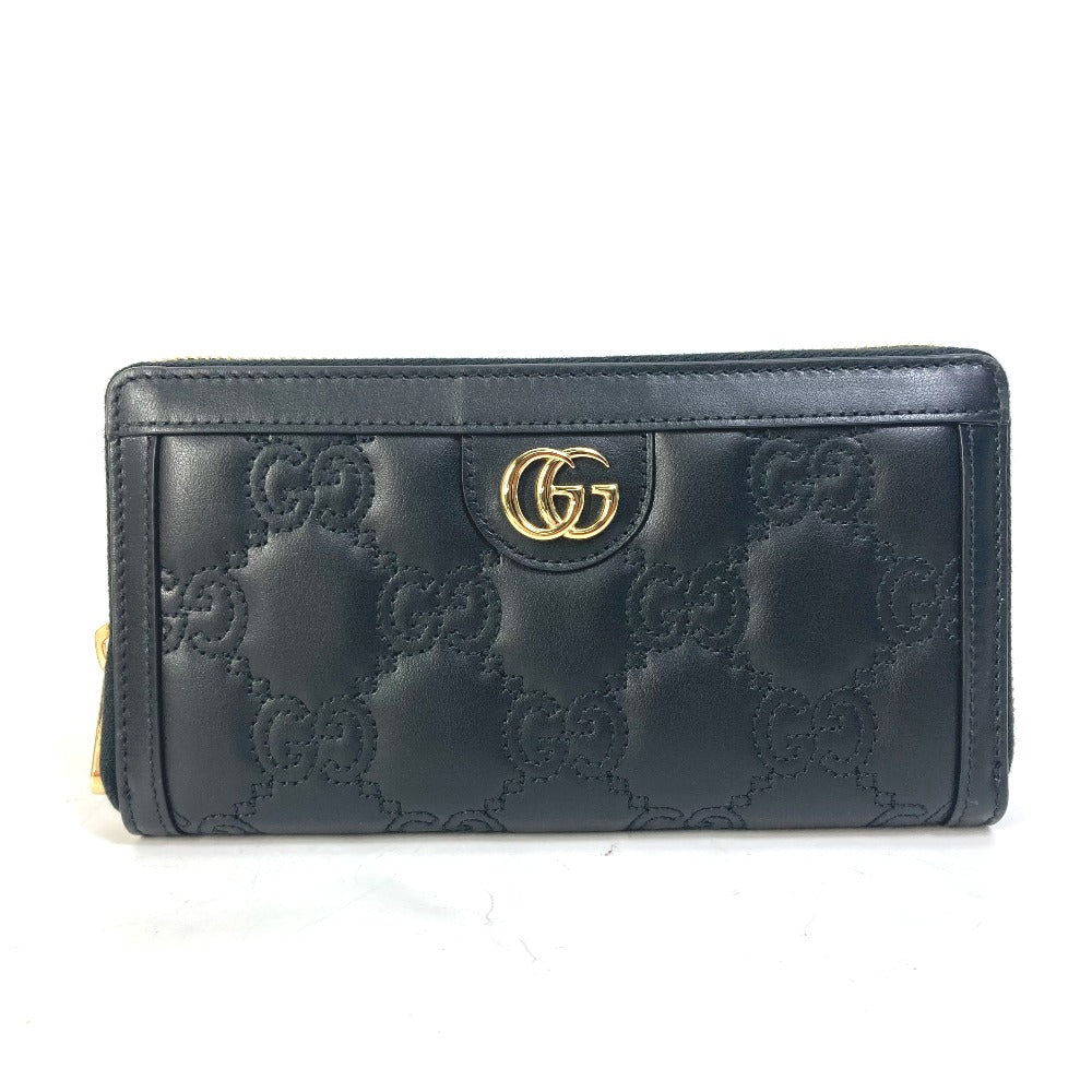 GUCCI 723784 Long Wallet GG Matelasse Zip-Around Wallet Leather Men's Black