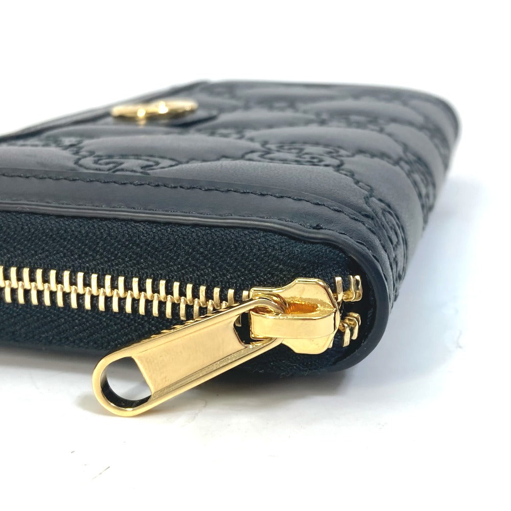 GUCCI 723784 Long Wallet GG Matelasse Zip-Around Wallet Leather Men's Black