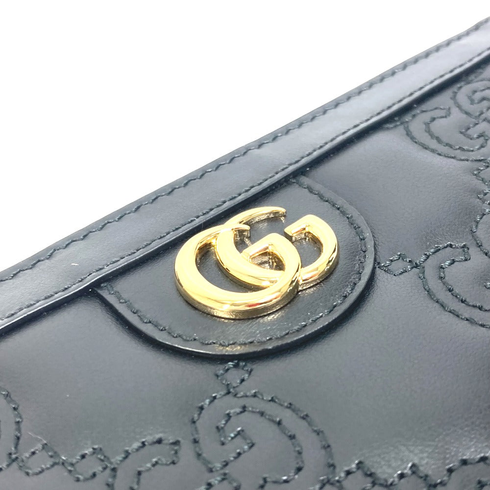 GUCCI 723784 Long Wallet GG Matelasse Zip-Around Wallet Leather Men's Black