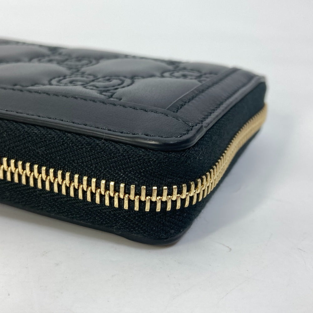 GUCCI 723784 Long Wallet GG Matelasse Zip-Around Wallet Leather Men's Black