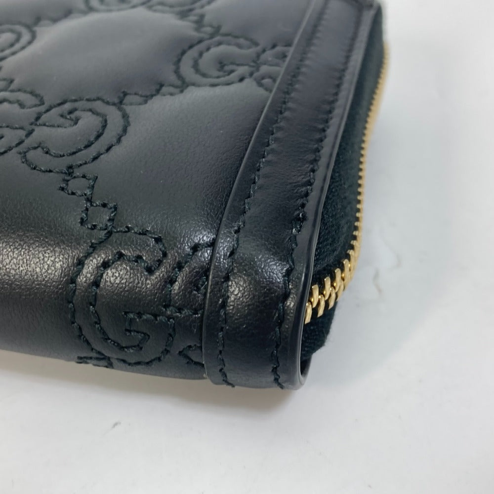 GUCCI 723784 Long Wallet GG Matelasse Zip-Around Wallet Leather Men's Black