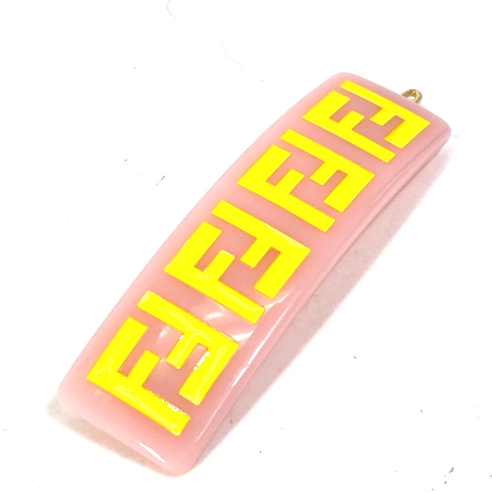 FENDI JFP402 Hairpin FF Hair Clip Logo Hair Accessory Barrette Acetate Kids Pink