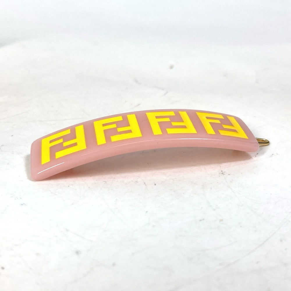 FENDI JFP402 Hairpin FF Hair Clip Logo Hair Accessory Barrette Acetate Kids Pink