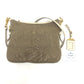 PRADA BT0706 Logo Jacquard Shoulder Bag in Canvas/Leather, Beige