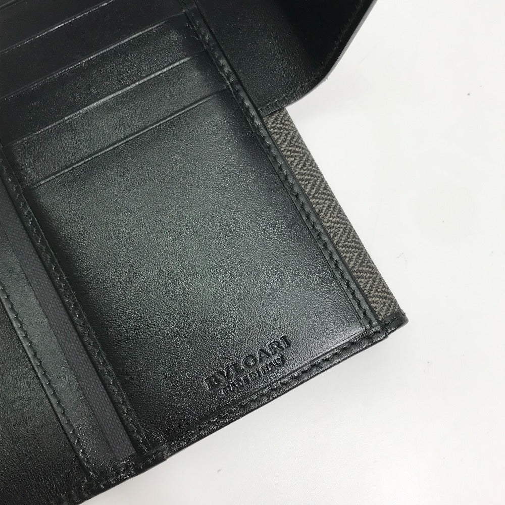 BVLGARI 33385 Wホック ロゴ 長財布 PVC/レザー レディース グレー