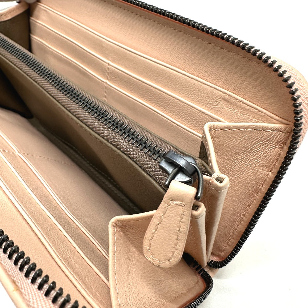 BOTTEGA VENETA Intrecciato Round Zip Long Wallet in Leather, Men's, Pink