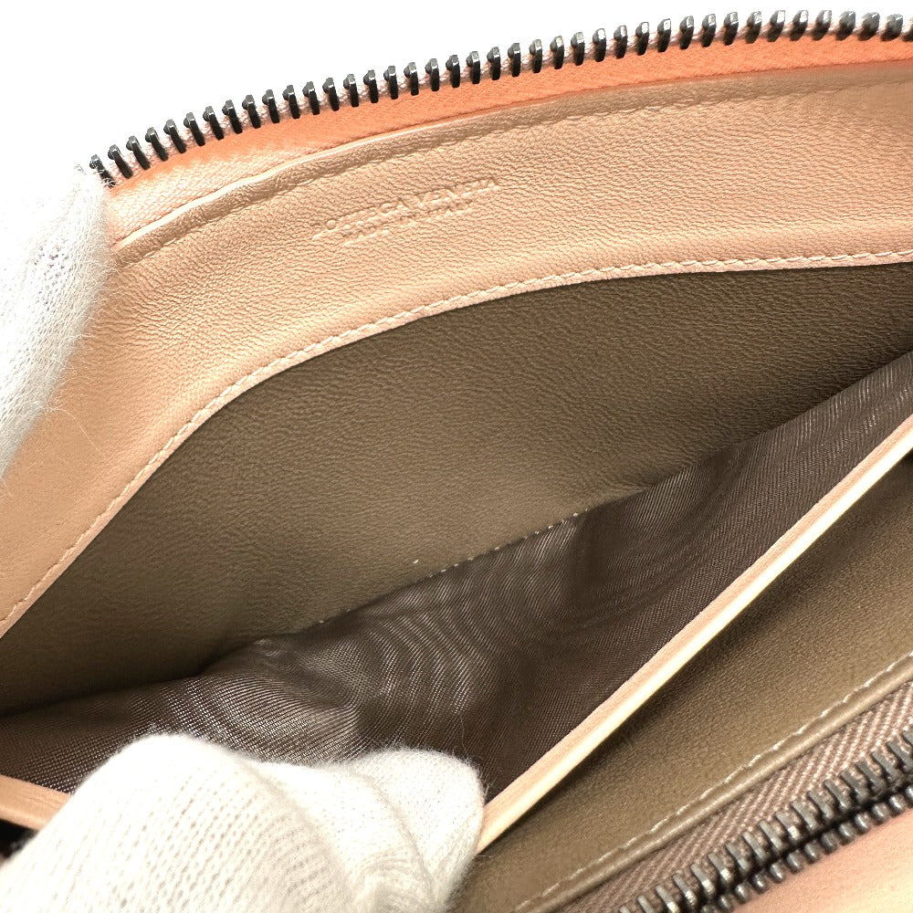 BOTTEGA VENETA Intrecciato Round Zip Long Wallet in Leather, Men's, Pink