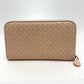 BOTTEGA VENETA Intrecciato Round Zip Long Wallet in Leather, Men's, Pink