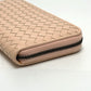 BOTTEGA VENETA Intrecciato Round Zip Long Wallet in Leather, Men's, Pink