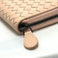 BOTTEGA VENETA Intrecciato Round Zip Long Wallet in Leather, Men's, Pink