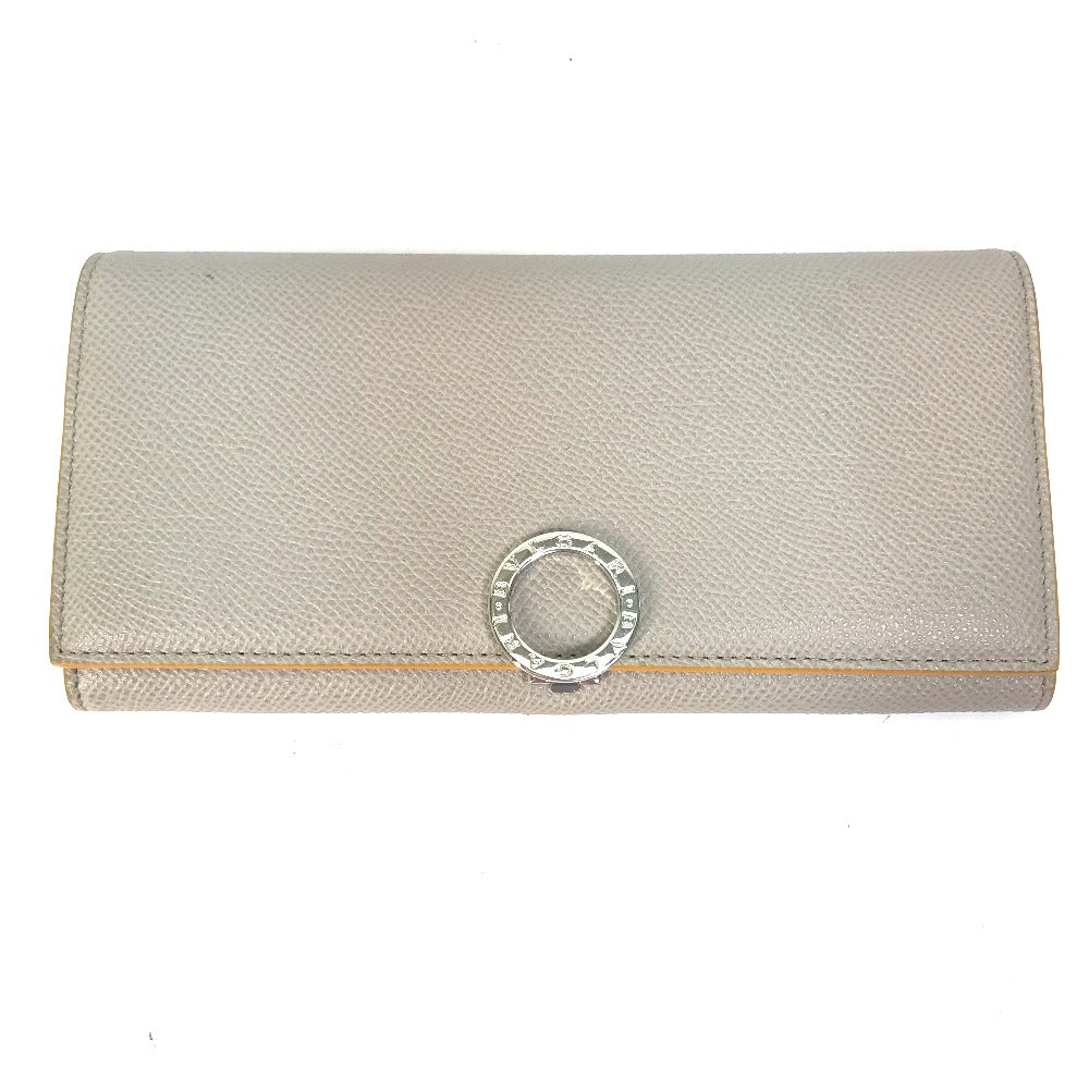 BVLGARI Bvlgari Logo Clip Bifold Leather Wallet for Women, Gray and Yellow