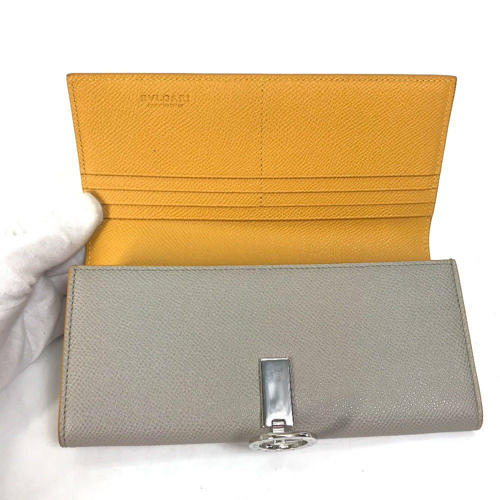 BVLGARI Bvlgari Logo Clip Bifold Leather Wallet for Women, Gray and Yellow