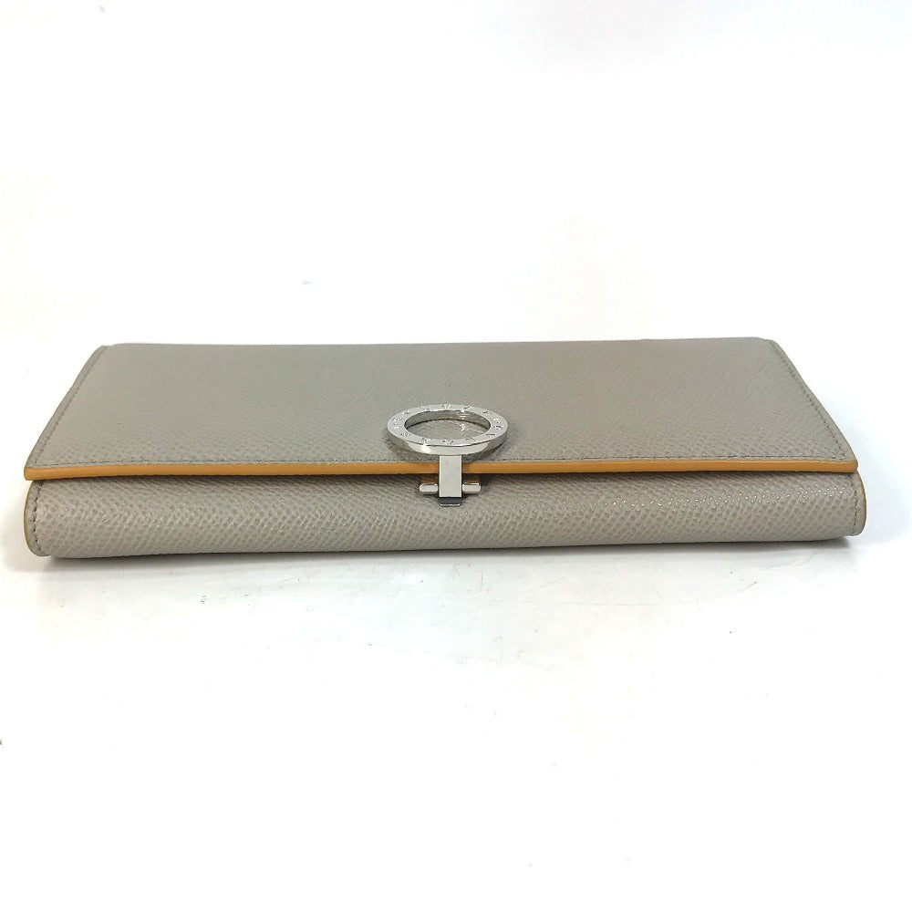 BVLGARI Bvlgari Logo Clip Bifold Leather Wallet for Women, Gray and Yellow