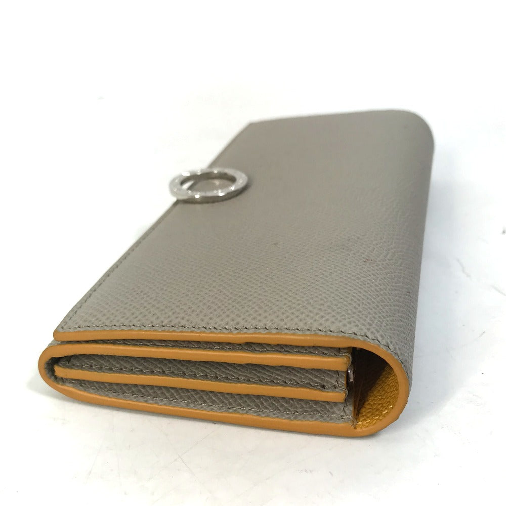 BVLGARI Bvlgari Logo Clip Bifold Leather Wallet for Women, Gray and Yellow