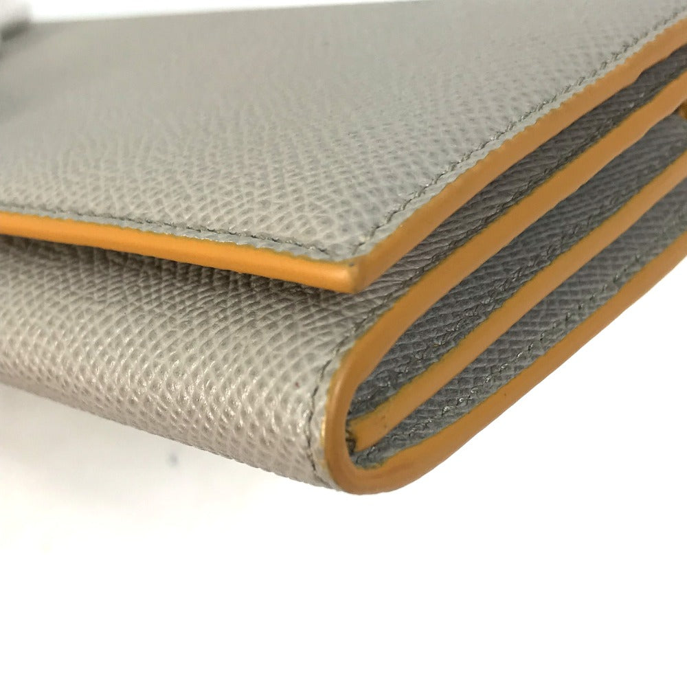 BVLGARI Bvlgari Logo Clip Bifold Leather Wallet for Women, Gray and Yellow