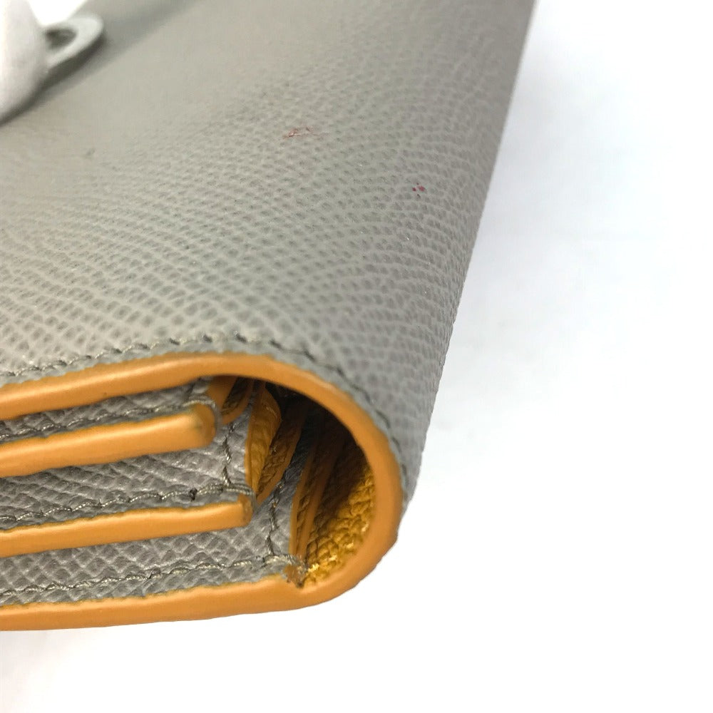 BVLGARI Bvlgari Logo Clip Bifold Leather Wallet for Women, Gray and Yellow