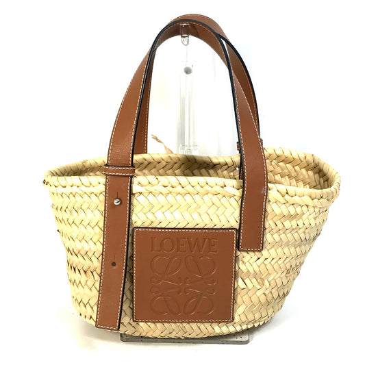 LOEWE 327.02.S92 Anagram Straw Bag, Basket, Small, Raffia Handbag, Women's, Beige