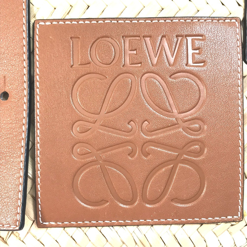 LOEWE 327.02.S92 アナグラム ストローバッグ バスケット スモール 籠バッグ ハンドバッグ ラフィア レディース ベージュ