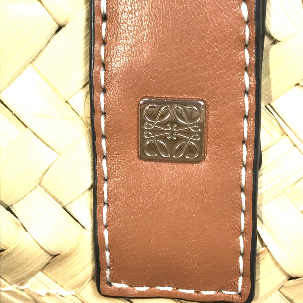 LOEWE 327.02.S92 アナグラム ストローバッグ バスケット スモール 籠バッグ ハンドバッグ ラフィア レディース ベージュ
