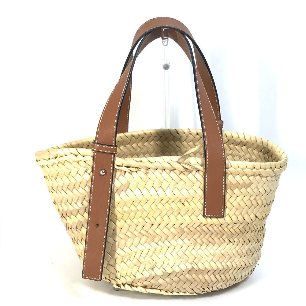 LOEWE 327.02.S92 アナグラム ストローバッグ バスケット スモール 籠バッグ ハンドバッグ ラフィア レディース ベージュ
