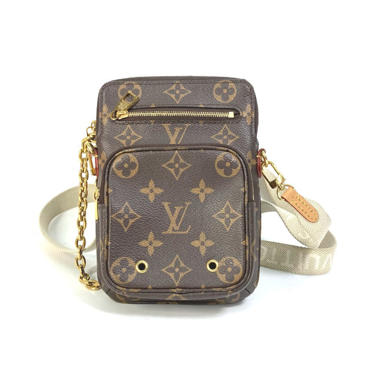LOUIS VUITTON M80746 モノグラム ユーティリティ クロスボディ 斜め掛け ポシェット チェーンバッグ ハンドバッグ ショルダーバッグ モノグラムキャンバス レディース ブラウン