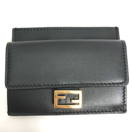 FENDI 8M0423 バゲット カードホルダー 小銭入れ 財布 コインケース レザー レディース ブラック